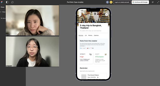 User testing session